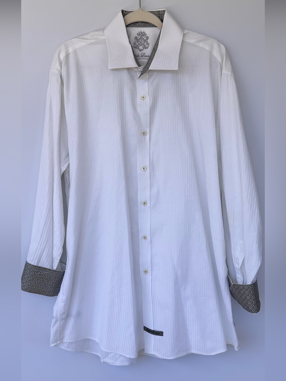 English Laundry Men’s Button Up Shirt Tonal Texture Contrast Collar/Cuffs 17.5
